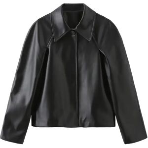 Cubic Oversized Faux Leather Jacket Black S female