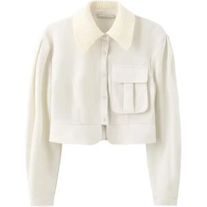 Cubic Cocoon Sleeve Cropped Jacket Beige M female