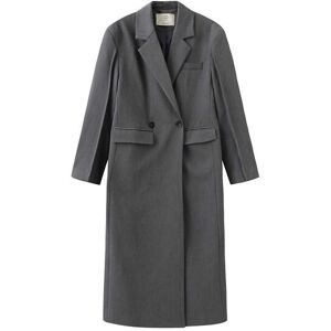 Cubic Double Breasted Long Coat Silver S female