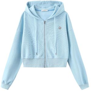 Cubic V-Neck Zip Up Hoodie Light Blue UN female