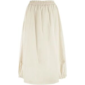 Cubic Elasticated Waist A-line Midi Skirt Beige S female