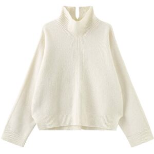 Cubic High Neck Sheep Wool Sweater White UN female