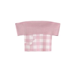 Cubic Off-Shoulder Checkered Knit Cami Top Pink L female