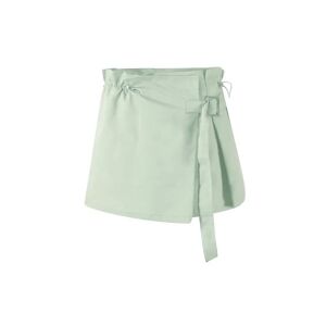 Cubic Belted Layered Wrap Cotton Skirt Green M female