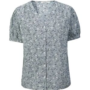 Cubic Floral Short Sleeve Cotton Shirt Blue UN female