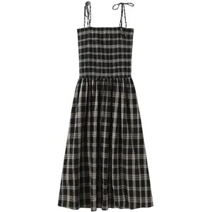 Cubic Pure Cotton Plaid Sling Dress Black UN female