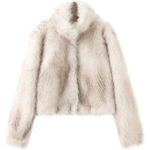 Cubic Faux Fur Short Coat Apricot M female