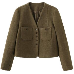 Cubic Vintage Style V- Neck Jacket Coffee S female