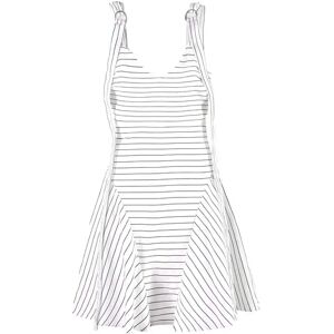 Cubic Striped Lace-Up Straps Draped Dress White M female