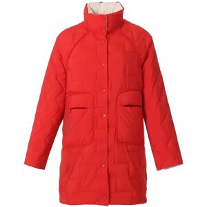 Cubic Stand Collar Buttoned Down Jacket Red S female