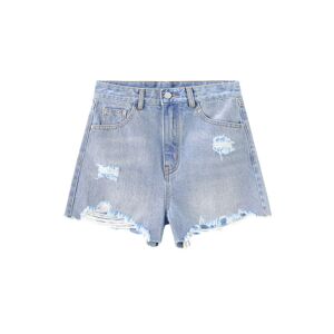 Cubic Distressed Denim Short Shorts Light Blue M female