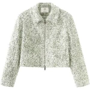 Cubic Light Green and White Open Short Jacket Green S female