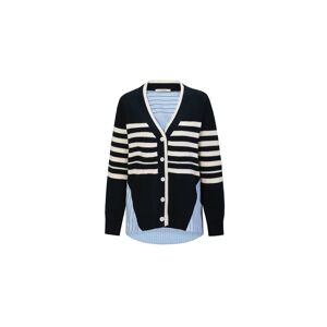 Cubic Navy Striped Knit Cardigan With Back Shirting Navy UN female