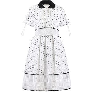 Cubic Doll Collar Polka Dot Chiffon Dress White XS female