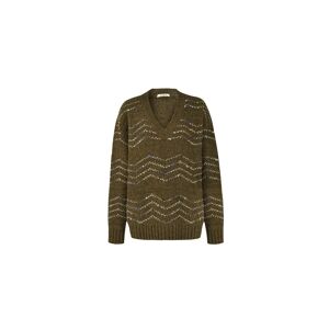 Cubic Wave Striped Oversized Sweater Saddle Brown UN female