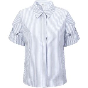 Cubic Pinstriped Short Sleeved Shirt LightSteelBlue M female