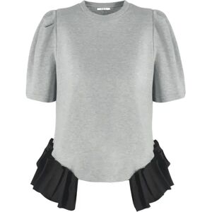 Cubic Puff Sleeve Contrast Colour Cotton T-Shirt Silver S female