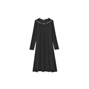 Cubic Chain Neckline A-line Fitted Dress Black M female
