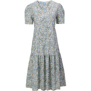 Cubic Small Floral Short Sleeved Midi Dress Blue UN female