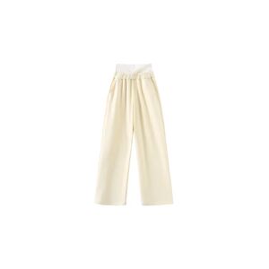 Cubic Straight Leg Casual Jersey Pants Apricot S female