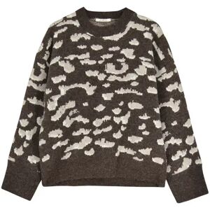 Cubic Leopard Jacquard Thick Knit Jumper Coffee UN female