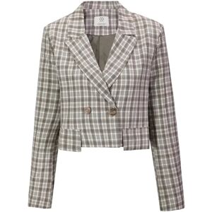 Cubic Cropped Checked Blazer Khaki M female