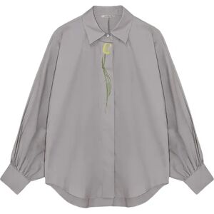 Cubic Flower Design Long Shirt Gray UN female