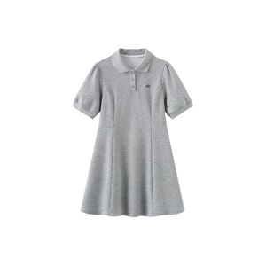 Cubic Buttoned Polo Collar Short Dress Gray UN female