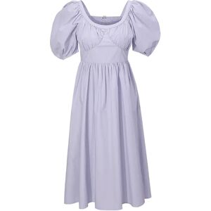 Cubic French Retro Bubble Sleeve Midi Dress Purple M female