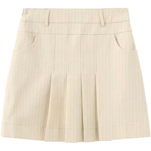 Cubic Pinstripe Pleated Mini Skirt Khaki M female