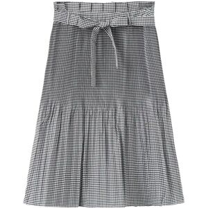 Cubic Plaid Pleated Midi Skirt  S female