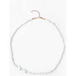 Cubic Pearls and Baby Blue Beaded Necklace Crystal/Pearl White female