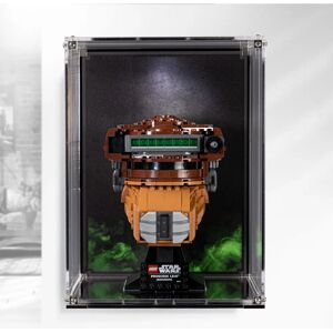 Wicked Brick Wall Mounted Display case for LEGO® Star Wars Princess Leia Boushh Helmet (75351) - Wall mounted display case with Green printed background