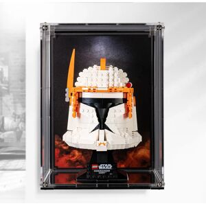 Wicked Brick Wall Mounted Display case for LEGO® Star Wars Commander Cody Helmet (75350) - Wall mounted display case with Orange printed background