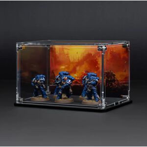 Wicked Brick Display Case for Warhammer Squad with Charred Citadel Background - Small / Standard / Standard