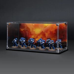 Wicked Brick Display Case for Warhammer Squad with Charred Citadel Background - Medium / Tall / Standard