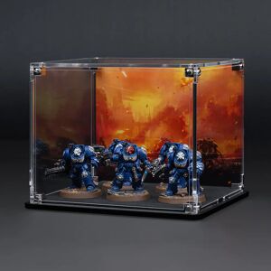 Wicked Brick Display Case for Warhammer Squad with Charred Citadel Background - Small / Tall / Deep