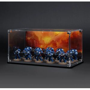 Wicked Brick Display Case for Warhammer Squad with Charred Citadel Background - Medium / Tall / Deep