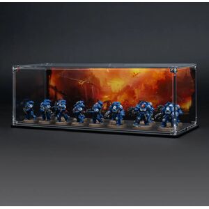 Wicked Brick Display Case for Warhammer Squad with Charred Citadel Background - Large / Tall / Deep