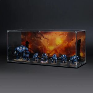 Wicked Brick Display Case for Warhammer Army with Charred Citadel Background - Small / Tall / Standard