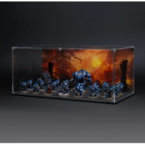 Wicked Brick Display Case for Warhammer Army with Charred Citadel Background - Small / Tall / Deep