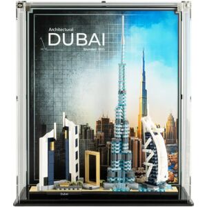 Wicked Brick Display Case for LEGO® Architecture: Dubai Skyline (21052) - Display Case with Custom Background Design