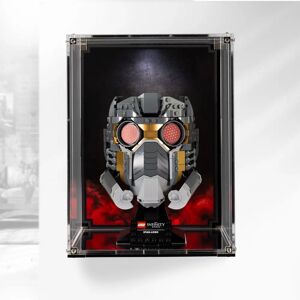 Wicked Brick Wall Mounted Display case for LEGO® Marvel Star-Lord's Helmet (76251) - Wall mounted display case with Red printed background