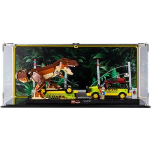 Wicked Brick Display Case for LEGO® T. rex Breakout (76956) - Display case with background design