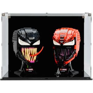 Wicked Brick Dual Display Case for LEGO® Marvel: Spider-Man Venom (76187) & Carnage (76199) Helmets - Display Case with Black Back Plate