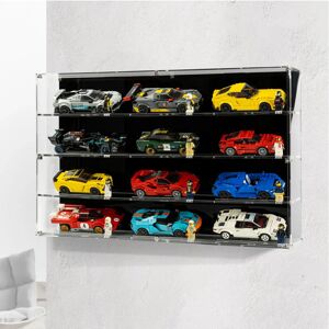 Wicked Brick Wall mounted display case for 12x LEGO® Speed Champions Cars (4x3)