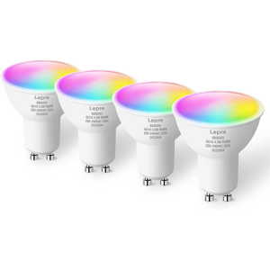 Alpha Lights GU10 Smart Bulb Dimmable Colour Changing Smart Light Bulb GU10 RGB Warm White WiFi Smart GU10 LED Bulbs Pack of 4