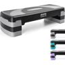 Balance Aerobic Exercise Step   3 Level Adjustable Fitness Stepper   Non Slip   Grey