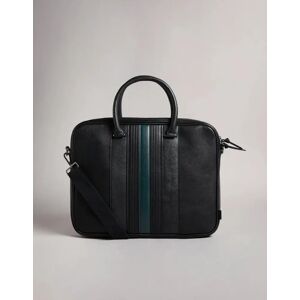 Men's Ted Baker Nevver Striped PU Document Bag - Black - Size: ONE size