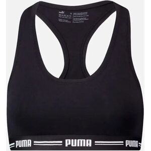 Puma Women's Striped Logo Racerback Bra Top, Black - Size: S Puma Women's Striped Logo Racerback Bra Top, Black - Size: S